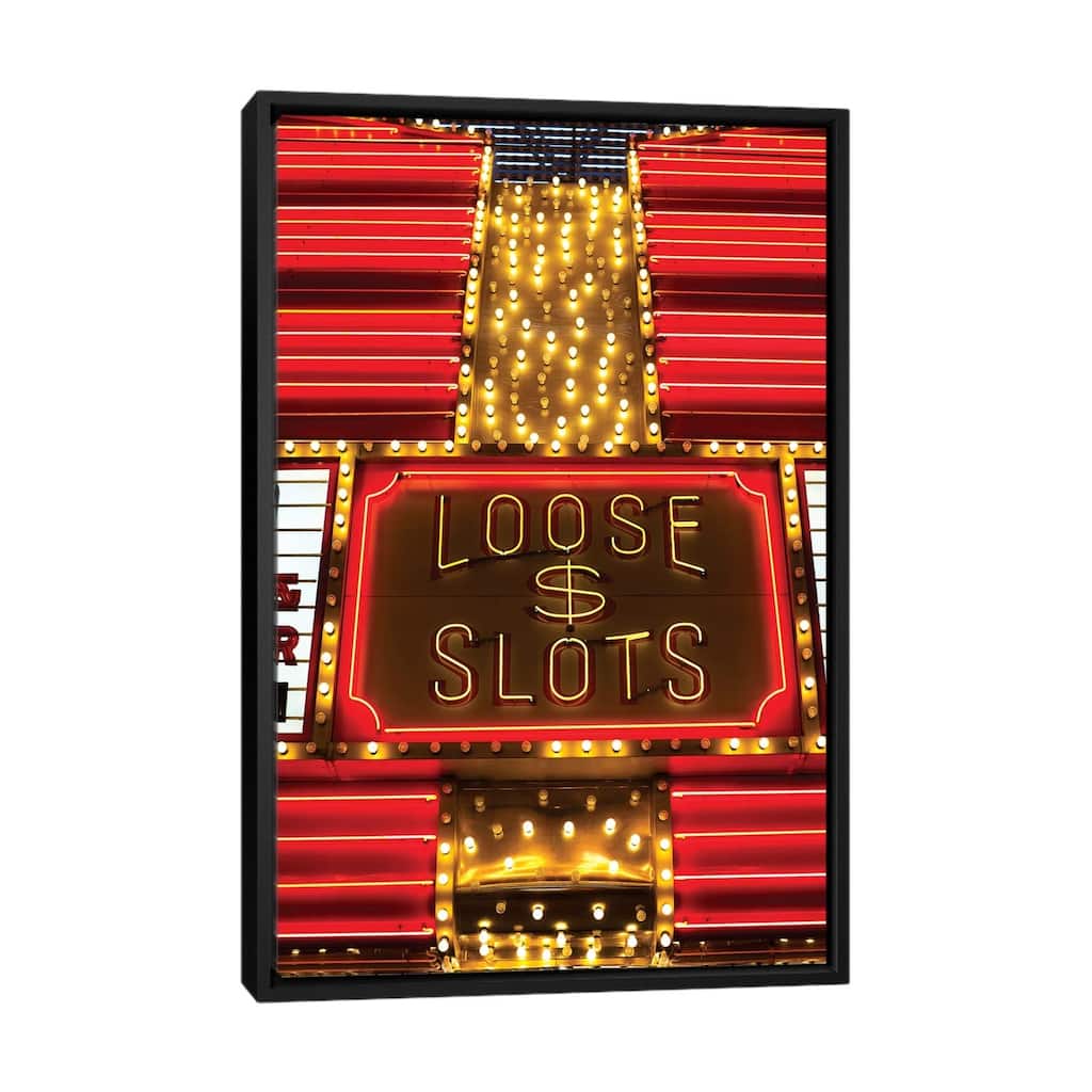 iCanvas "Neon Loose Slots Sign, Marquee, Sam Boyd's Fremont Hotel & Casino, Las Vegas" by Walter Bibikow Framed Canvas Print