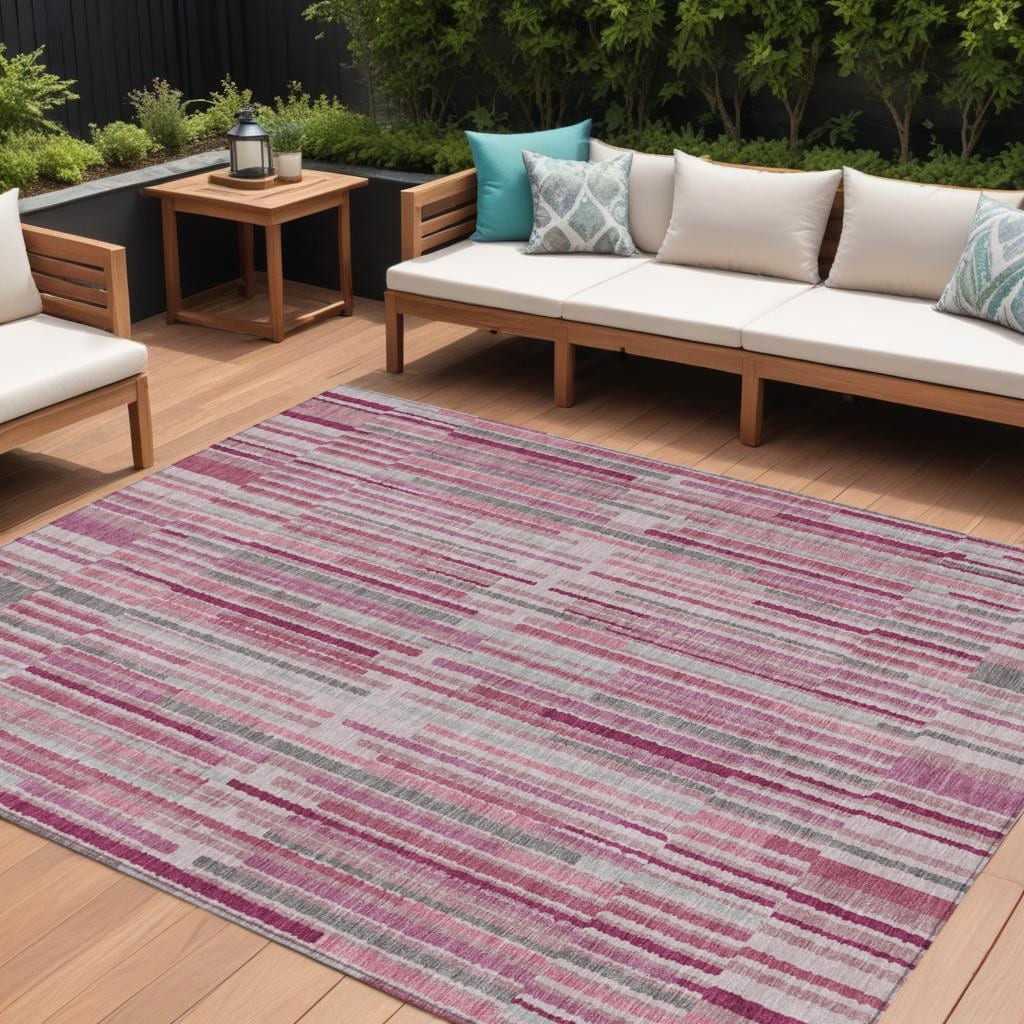 HomeRoots Striped Transitional Rectangle Outdoor Rug