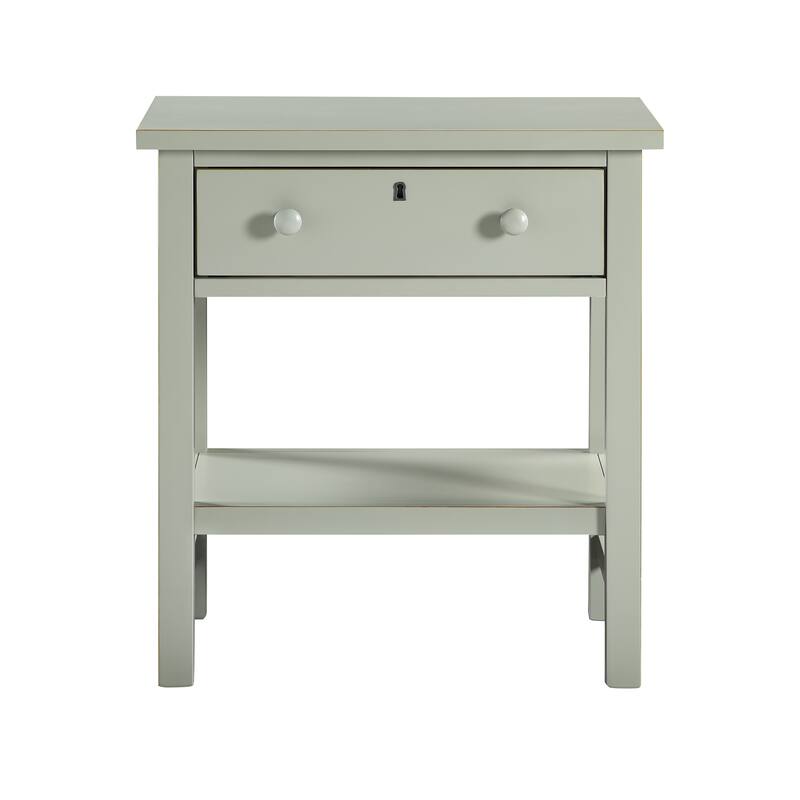 1-Drawer Nightstand with Open Shelf and Wooden Knobs Rustic Design