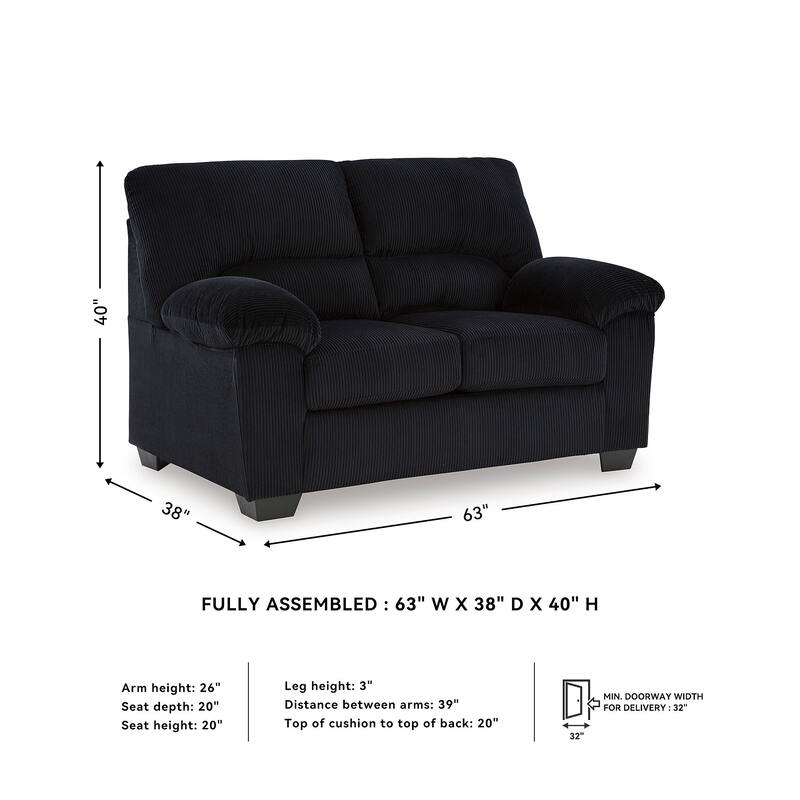 Signature Design by Ashley SimpleJoy Loveseat - 63"W x 38"D x 40"H