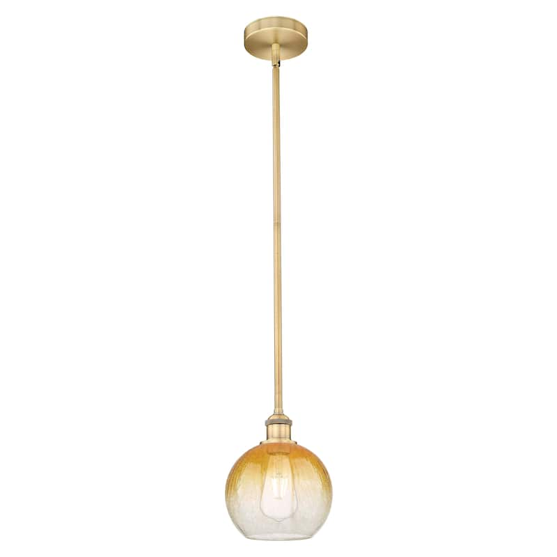 Innovations Lighting Endless Possibilities Edison - Brookhaven Globe - 1 Light 8" Stem Hung Mini Pendant - Brushed Brass/Amber