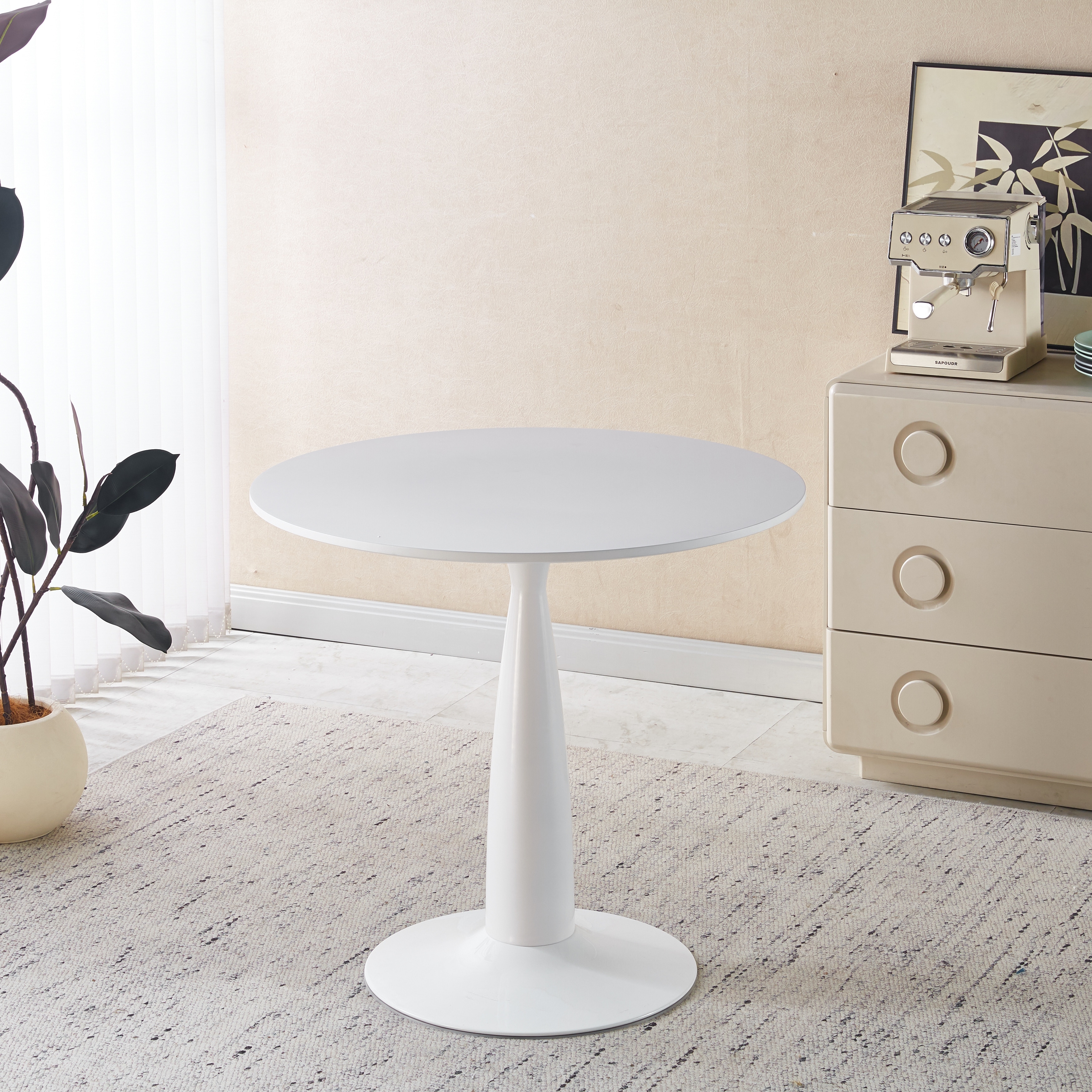 Mid-Century Modern Pedestal Table Multi-Functional Dining Table Large Top