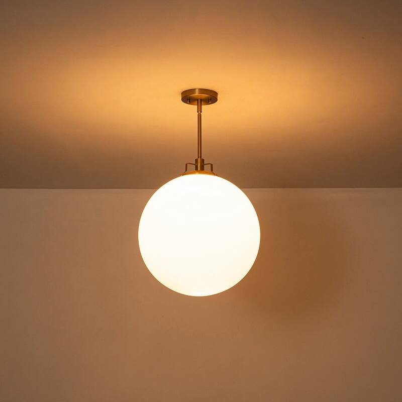 Mininalist 1-Light Single Glass Frosted Globe Pendant - 15.7in