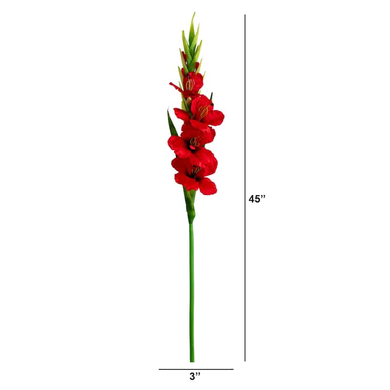 Artificial Gladiolus Floral Stem Sprays - 45" - Set of 3 - Red