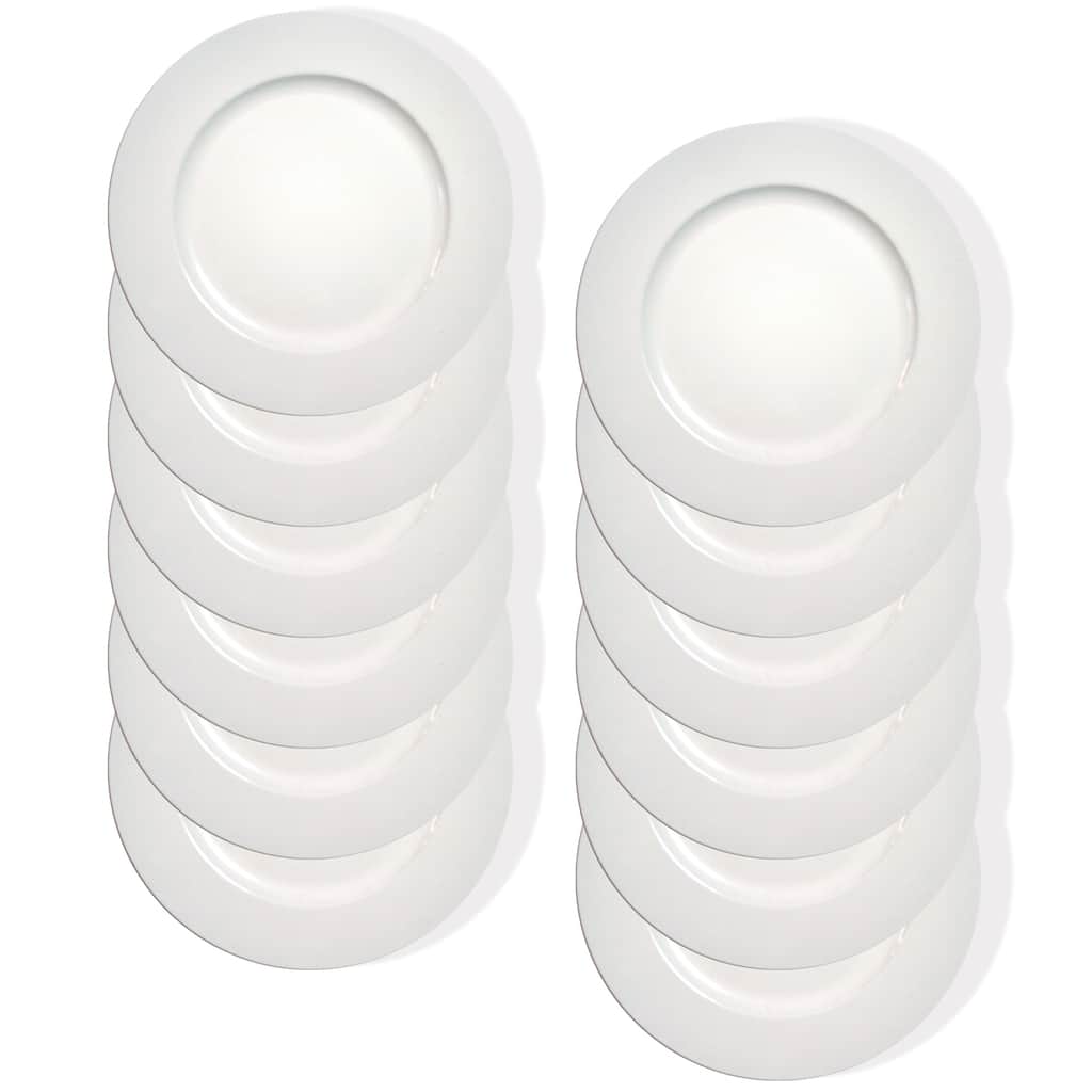White Round Charger Plate 13" Set of 12 - 13" Dia x 0.5" H