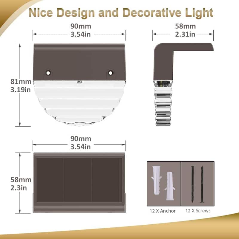 Solar Deck Lights, Solar Fence Step Lights Outdoor Waterproof LED - 6 Pack
