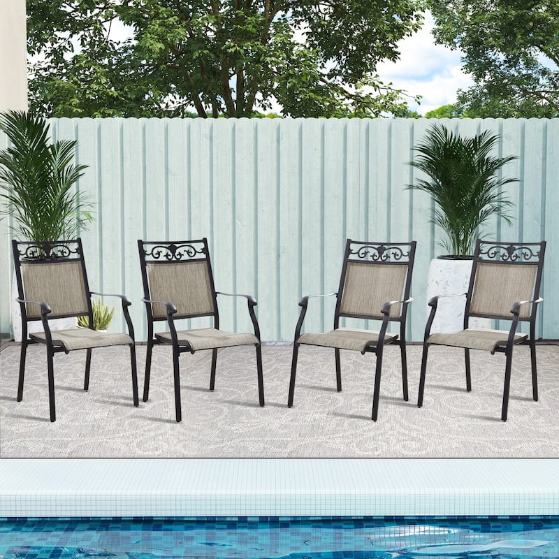 Outdoor Stackable Dining Chairs for All Weather, Set of 2 or 4 - 4 pieces
