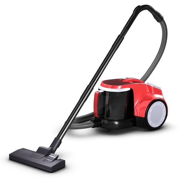 Costway Vacuum Cleaner Canister Bagless Cord Rewind Carpet Hard Floor w Washable Filter - Red