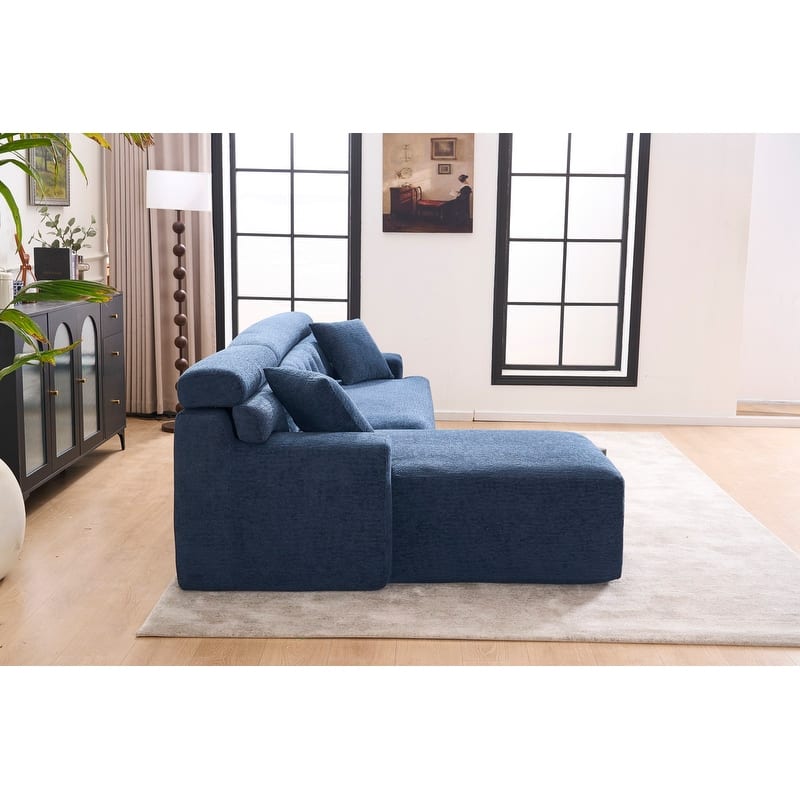 Convertible Chaise Sectional Sofa, Full Compression Sponge L-Shape