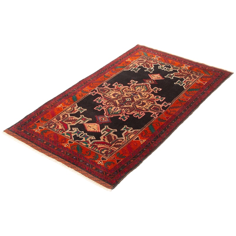 ECARPETGALLERY Hand-knotted Teimani Black Wool Rug - 3'10 x 6'7