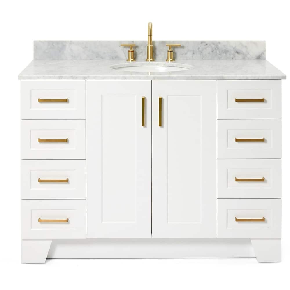 Ariel Q049SCW2OVO Taylor 48" Thick Carrara Marble Vanity Top