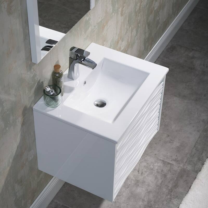 Contemporary White Floating Vanity Set