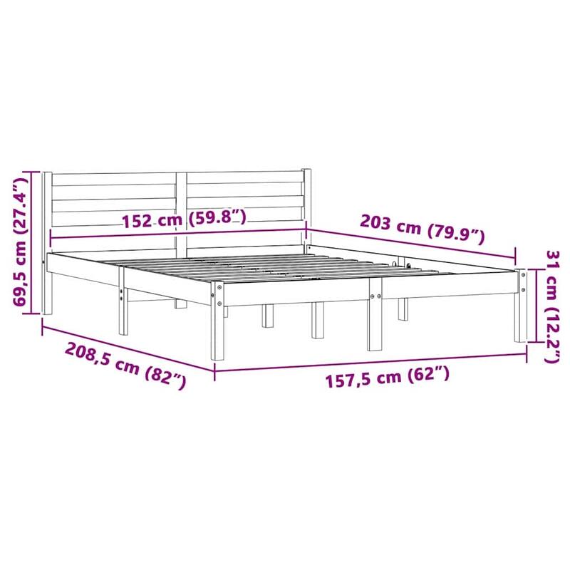 vidaXL Bed Frame Natural 208.6 x 157.6 x 69.4 cm Solid Pine Wood