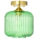 preview thumbnail 7 of 8, River of Goods Ignace Brushed Gold Metal 10-Inch Ceiling Light with Green Glass Globe Shade - 8" x 8" x 10.25"