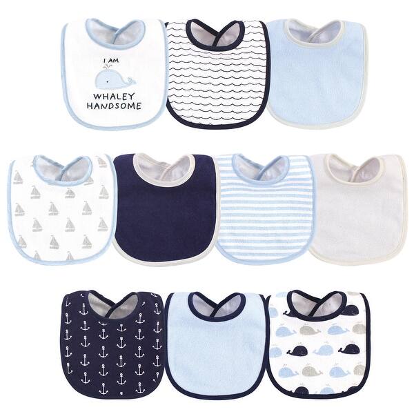 slide 1 of 1, Hudson Baby Infant Boy Cotton and Polyester Bibs 10pk, Im Whaley Handsome, One Size - Im Whaley Handsome - One Size