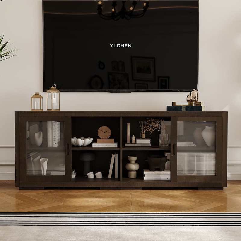 Vintage TV Cabinet Buffet Cabinet Entertainment Center Gray Brown