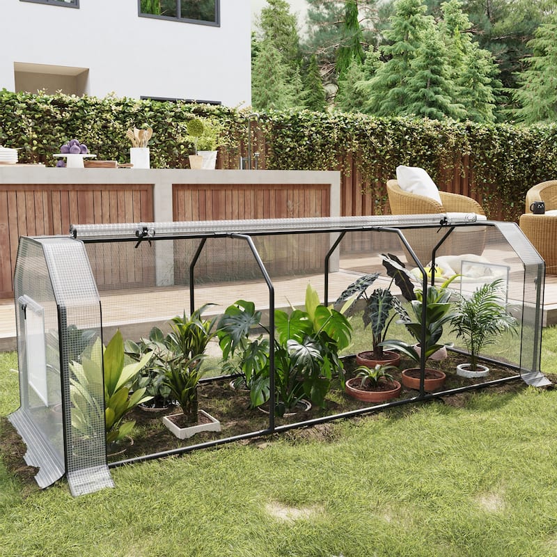 Patio Watcher 48x24x24-inch Portable Mini Greenhouse with PE Cover and Zipper Ventilation Doors for Garden Plants