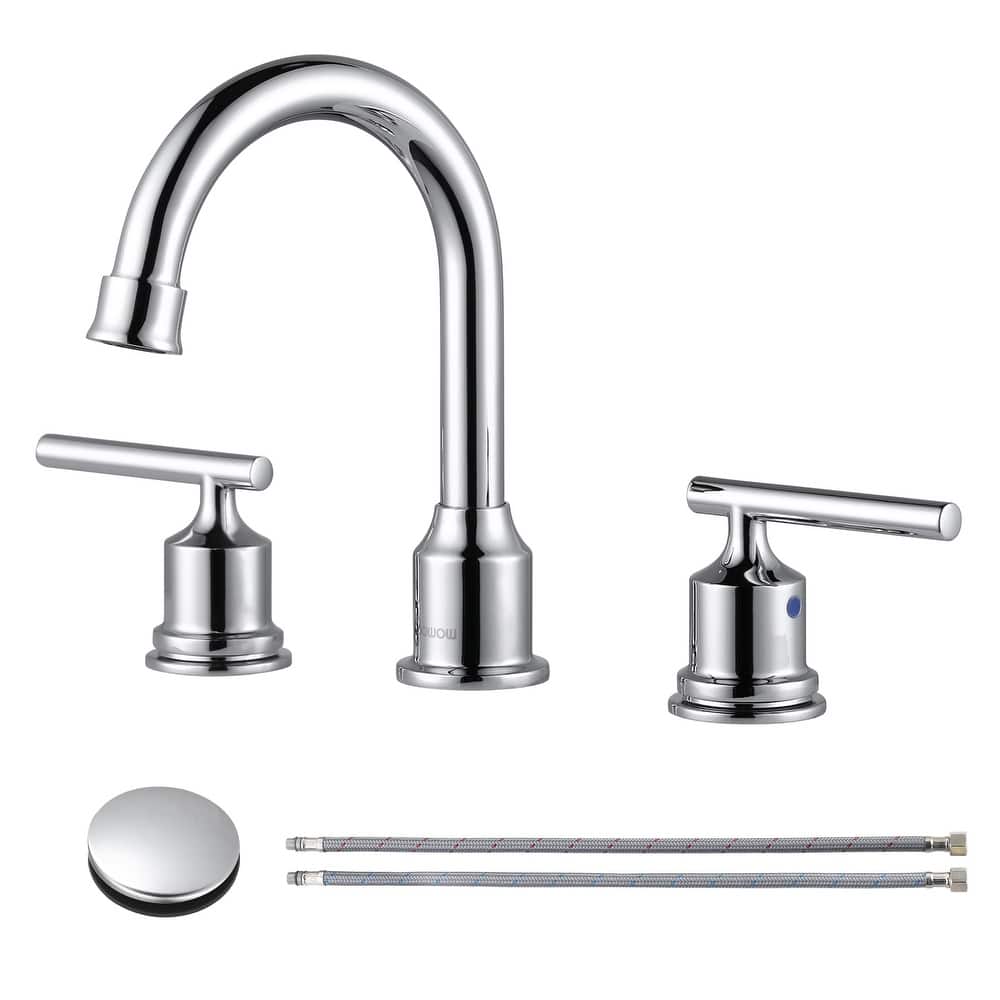 WOWOW 8 in. Widespread Double-Handle Bathroom Faucet with Drain Kit