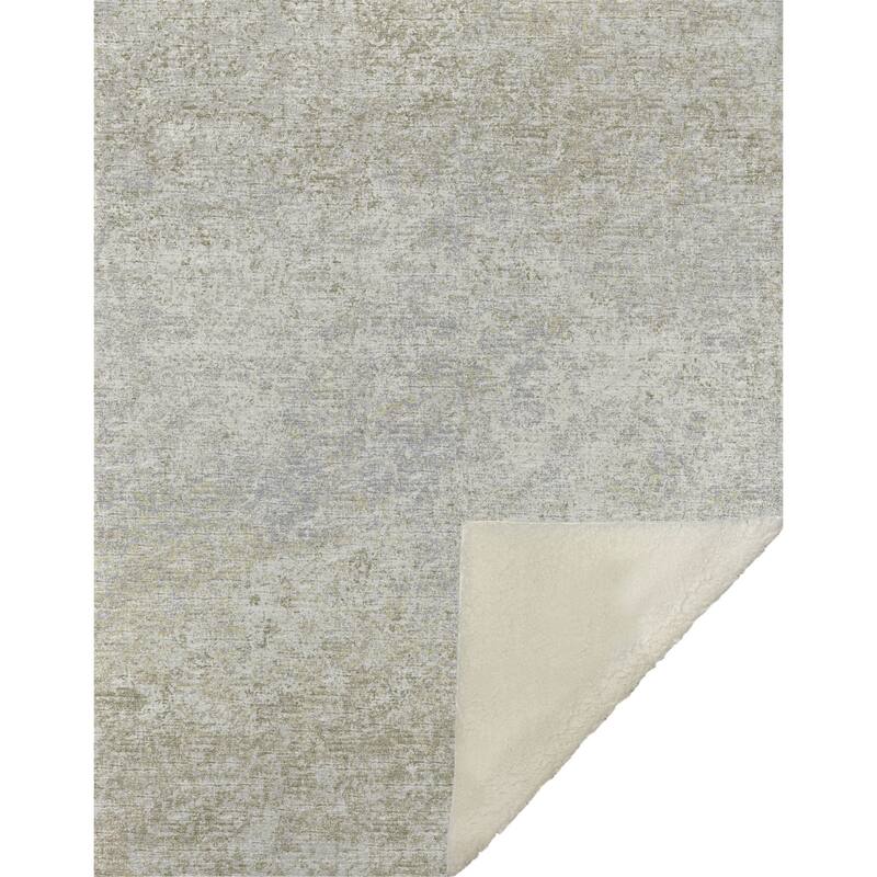 HomeRoots 50" X 70" Beige And Gold Abstract Microfiber Plush Throw Blanket