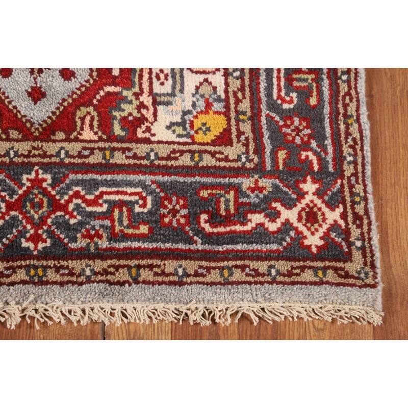Geometric Heriz Serapi Indian Accent Rug Handmade Wool Carpet - 2'11" X 5'0"