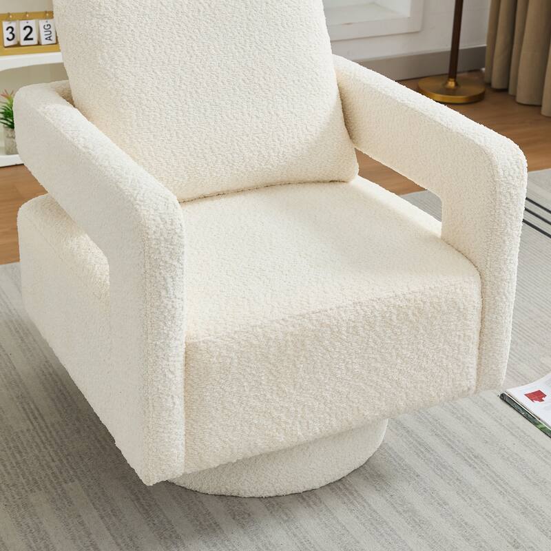 Modern Swivel Accent Chair with Open Back and Removable Cushion