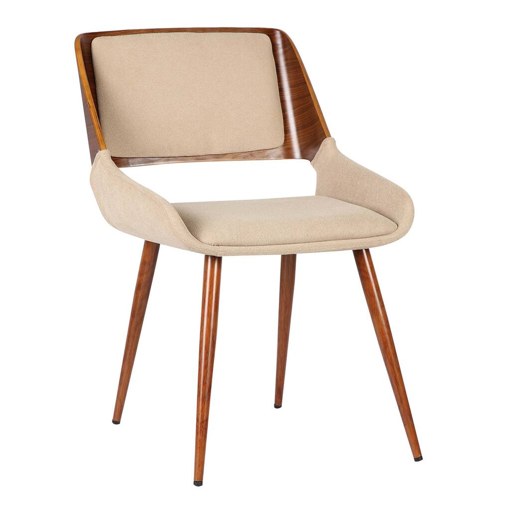 Mid-Century Dining Chair - Walnut Wood & Fabric Seat - Modern Accent Chair
