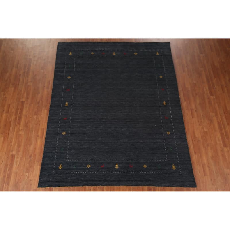 Gabbeh Indian Rug Hand-Knotted Oriental Wool Carpet - 7'11"x 9'8"