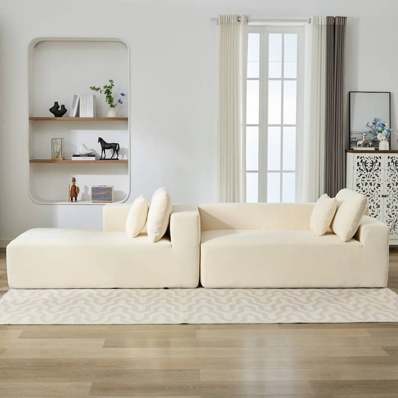 106.50" Relaxation Multifunctional Modular Reversible Sectional Sofa with Pillows