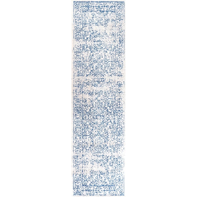 JONATHAN Y Scala Filigree Area Rug - 2 X 8 - Cream/Blue