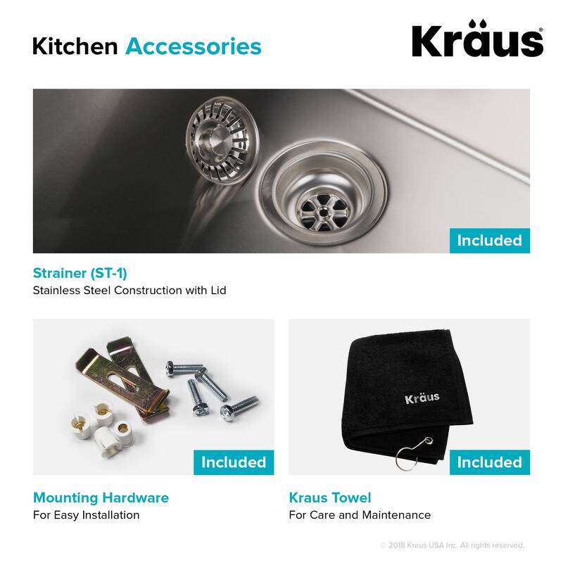 KRAUS Standart PRO Undermount Single Bowl Stainless Steel Kitchen Sink