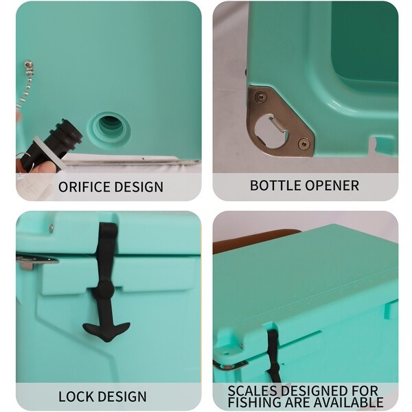 cooler on wheels with bottle opener