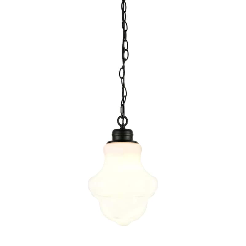 Annie Blackened Bronze and White Milk Glass Pendant - Blackened Bronze/Milk Glass - Blackened Bronze/Milk Glass