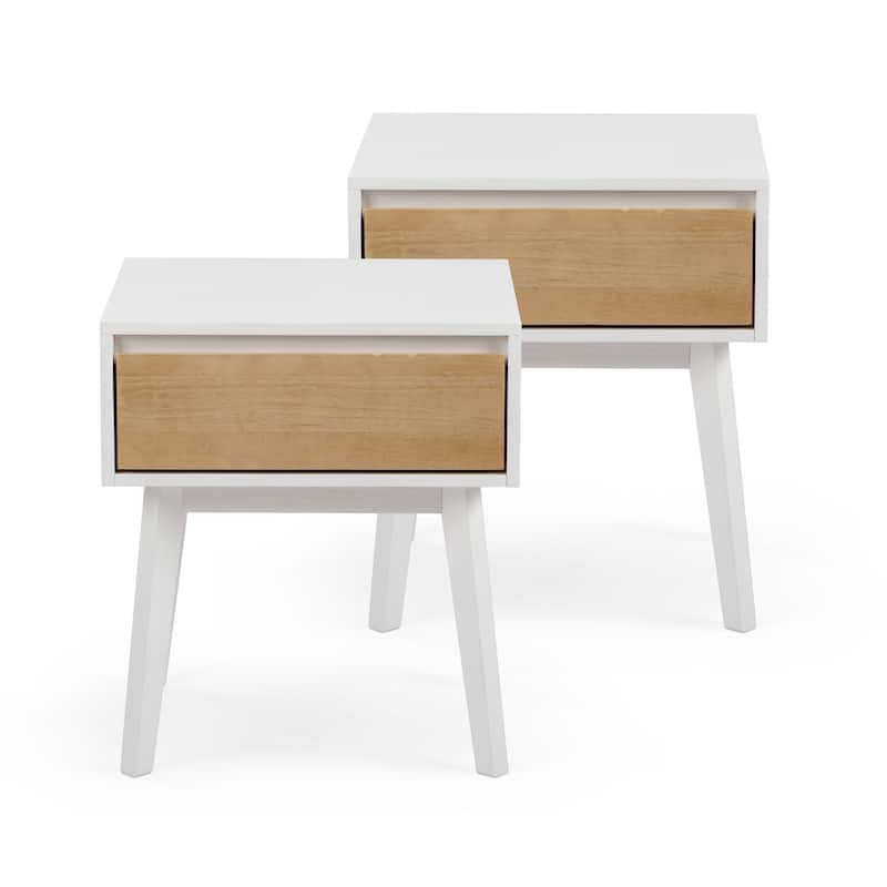 Max and Lily Scandinavian 1 -Drawer Nightstand - Set of 2