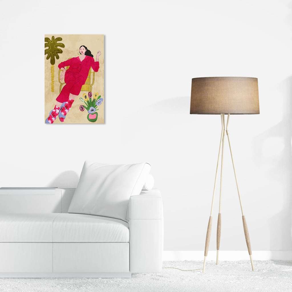 Wynwood Studio Fashion and Glam PJ Outfit Red and Light Brown Modern & Contemporary Wall Art Canvas Print