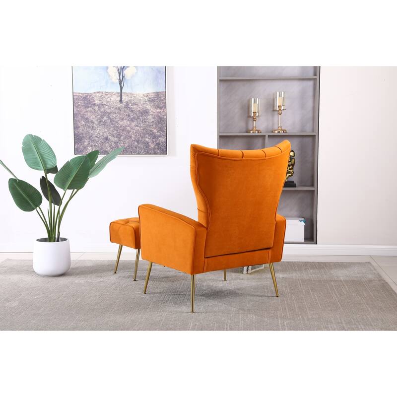 Orange 31.5" Velvet Button Tufted Arm Chair