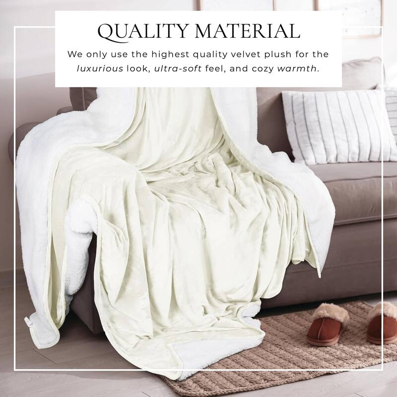 Linery & Co. Velvet Plush Reversible Sherpa Bed Blanket