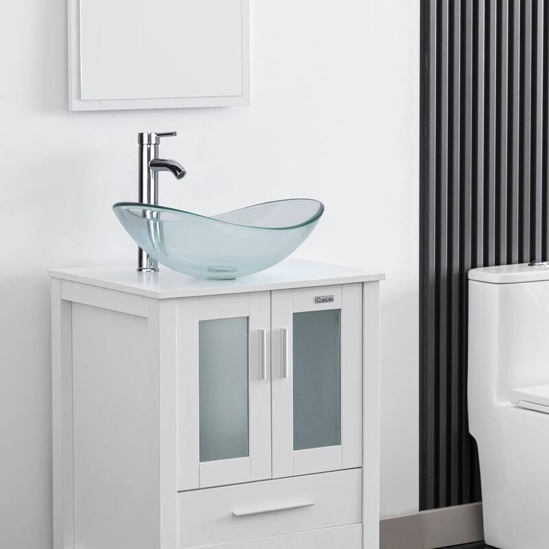 Eclife Artistic Vessel Sinks for Bathroom Vanity Tempered Glass Ceramic Basin