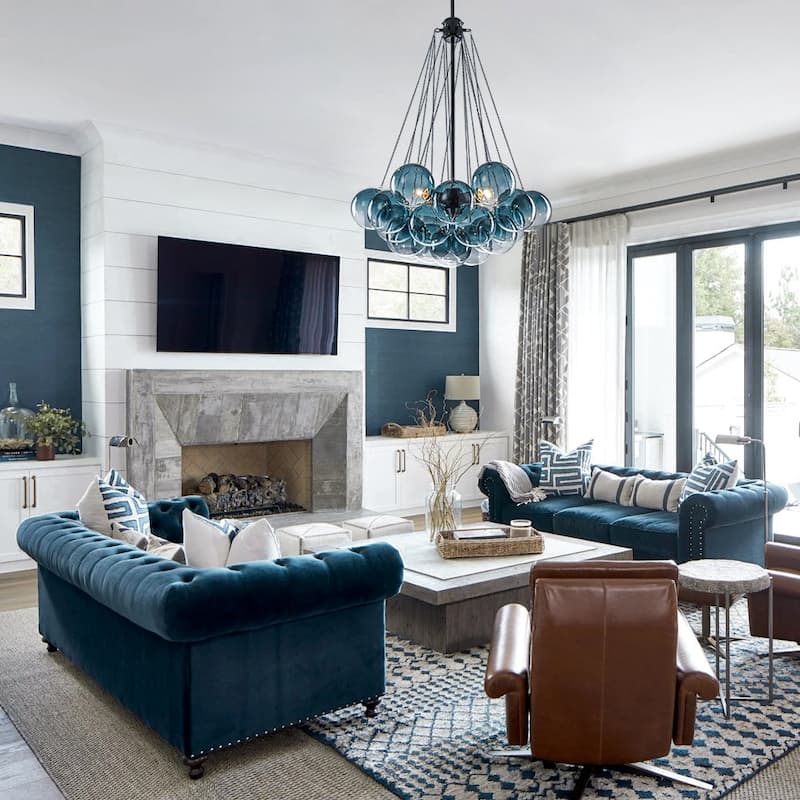 Modern Glam Cluster Gradual Colored Glass Bubble Chandelier