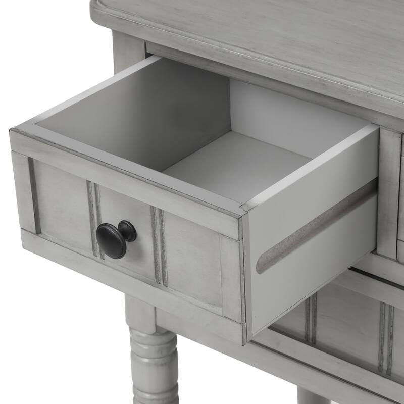 Narrow Console Table, Slim Sofa Table with Three Storage Drawers and Bottom Shelf