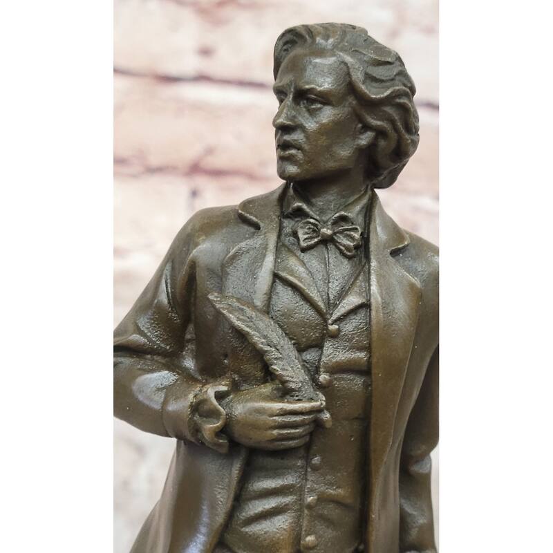 18Th Or 19Th Century Man Bronze Sculpture Statue Figure On Marble Base