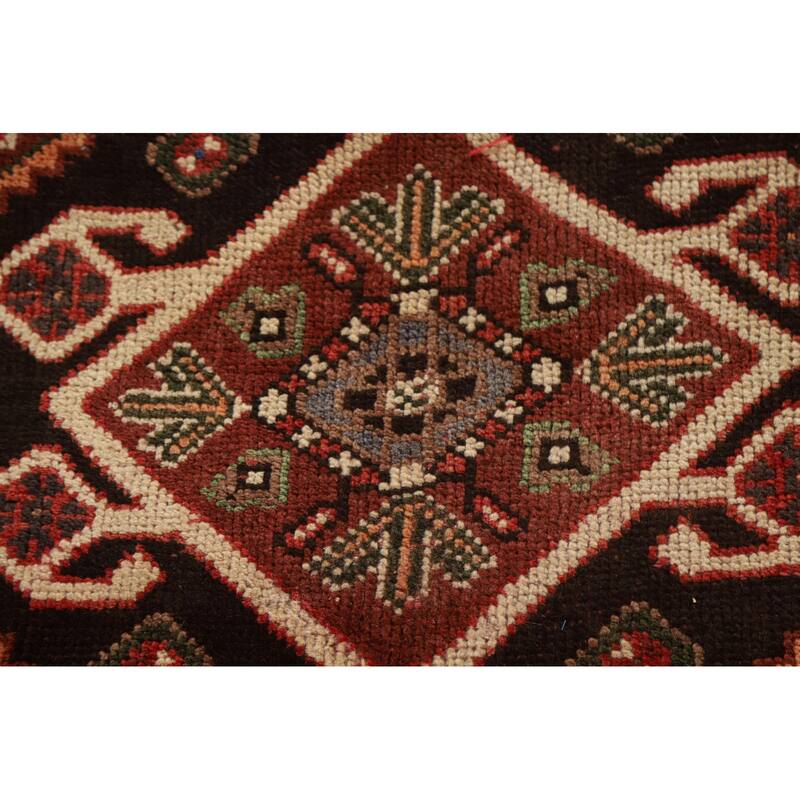 Red Shiraz Persian Vintage Area Rug Hand-Knotted Wool Carpet - 5'1"x 8'5"