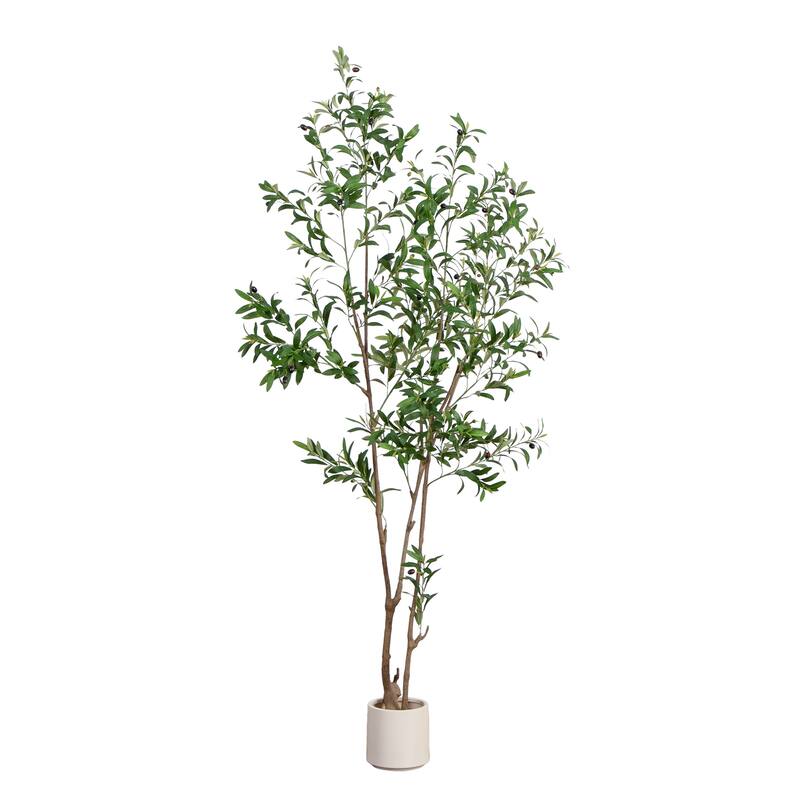 Minimalist Olive Potted Artificial Tree - 7' - Green