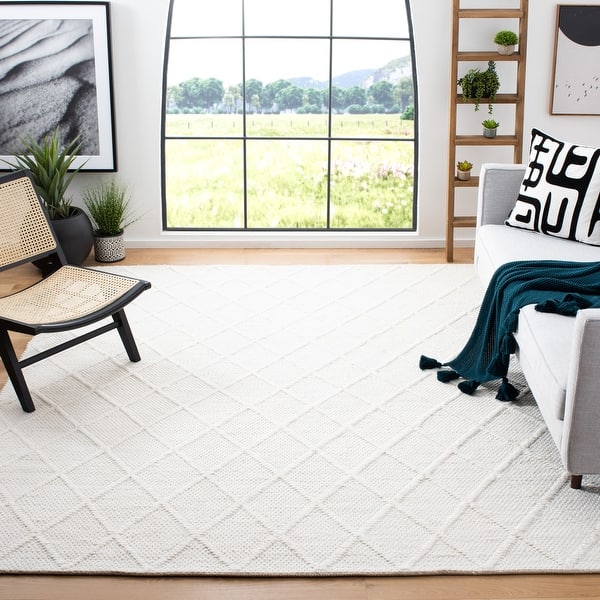 slide 2 of 45, SAFAVIEH Handmade Natura Qiong Wool/ Viscose Trellis Rug 10' Square - Ivory - Square