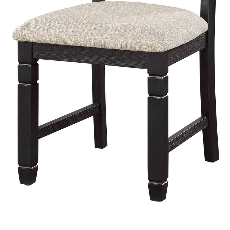 24 Inch Side Dining Chairs Set of 2, Cushioned Seat, Curved Back, Black, Beige