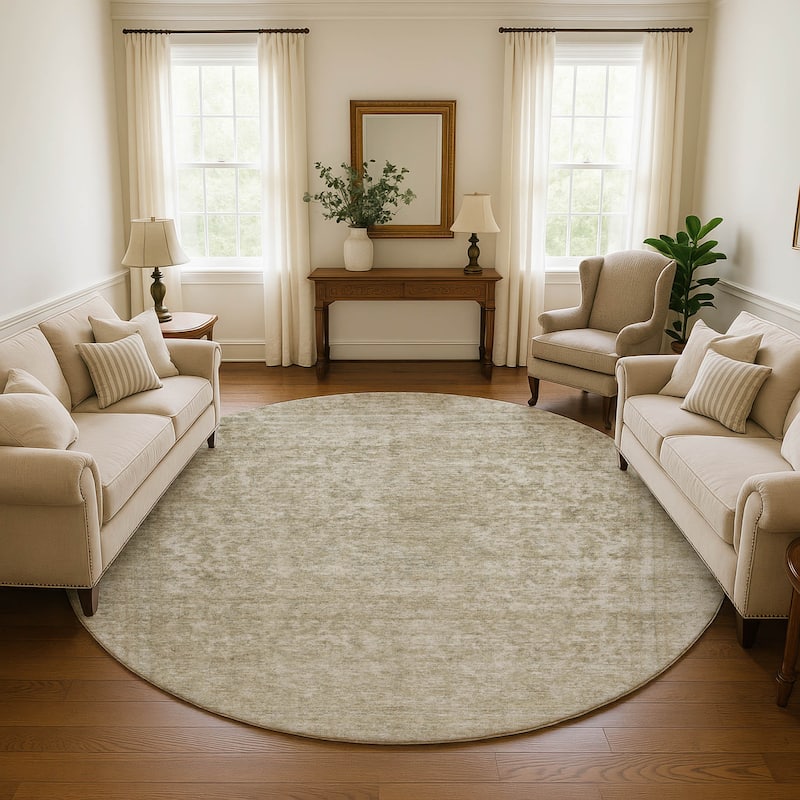 Premium Washable Super Soft Vintage Traditional Mayfield Rug - Tan - 8' x 8'