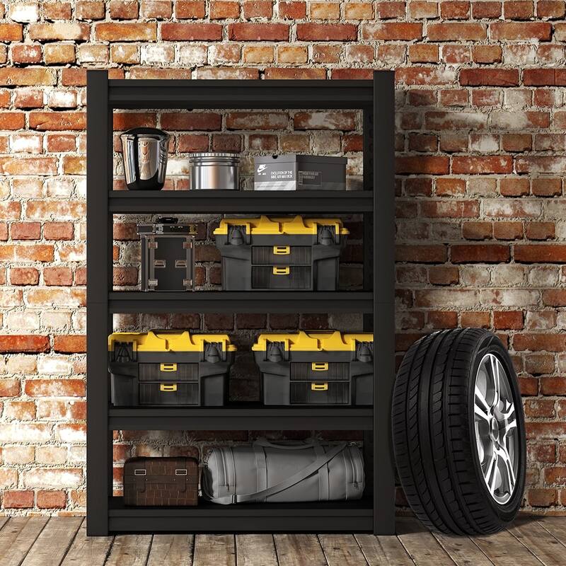87 "H heavy-duty storage rack, five layer adjustable metal shelf, suitable for tool rooms, garages, supermarkets, etc., black, r