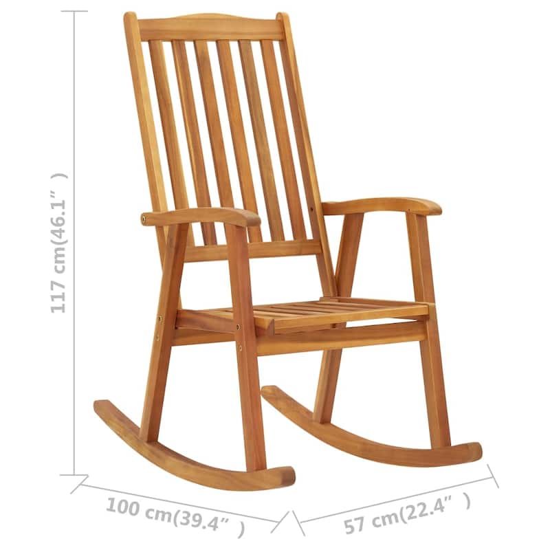 vidaXL Rocking Chair with Cushions Solid Acacia Wood - 22.4" x 39.4" x 46.1"