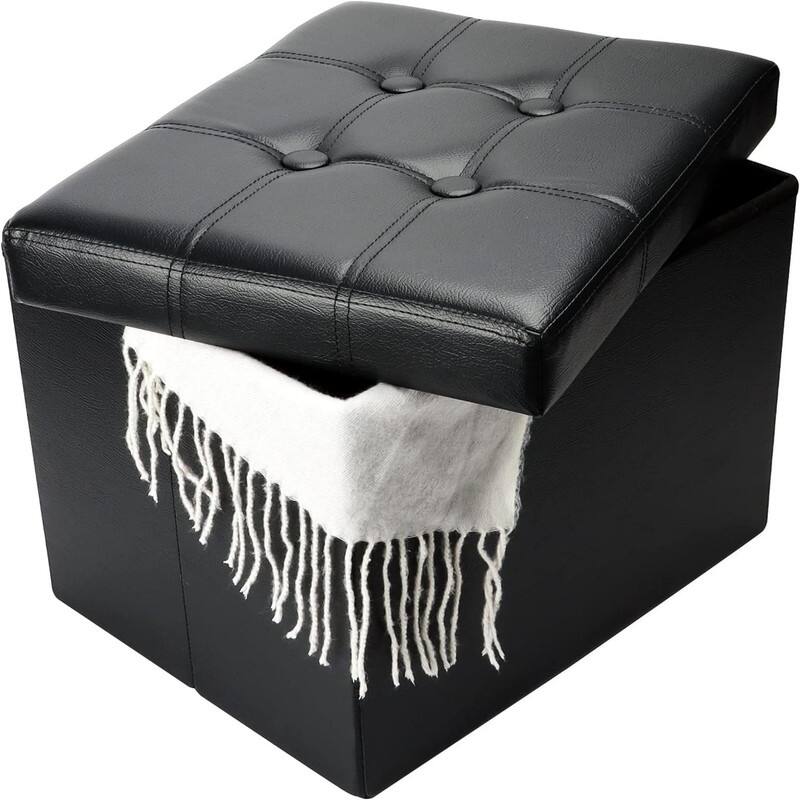 Small Leather Storage Ottoman
