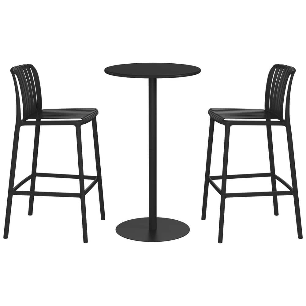 Frond and Form 2-Person Outdoor Round Dining Set Bar Height