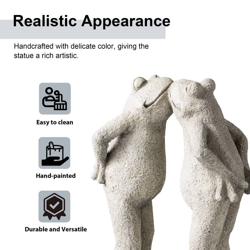 Glitzhome 15.25''H Resin Two Kissing Frog Statue